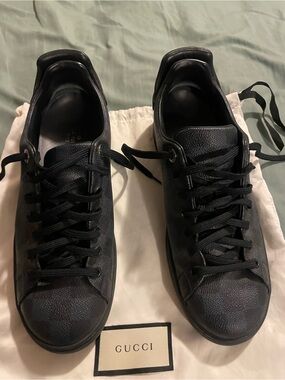 Louis Vuitton Men’s  Black Leather Damier Sneakers LV size 6.5 US size 8 ,8.5